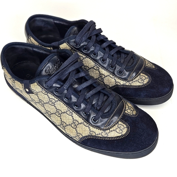 Authentic GUCCI Monogram Supreme Sneakers Men's size 10.5 Sneakers - Picture 1 of 16